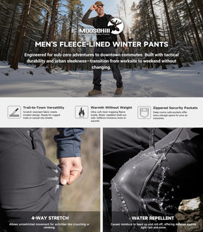 Pantaloni pentru bărbați de schi pe zăpadă, căptușiți cu fleece - SnowVenture M054
