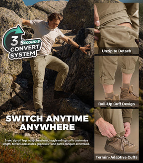 Men's Convertible Hiking Pants Quick Dry Cargo Pants - HikerFlex M015