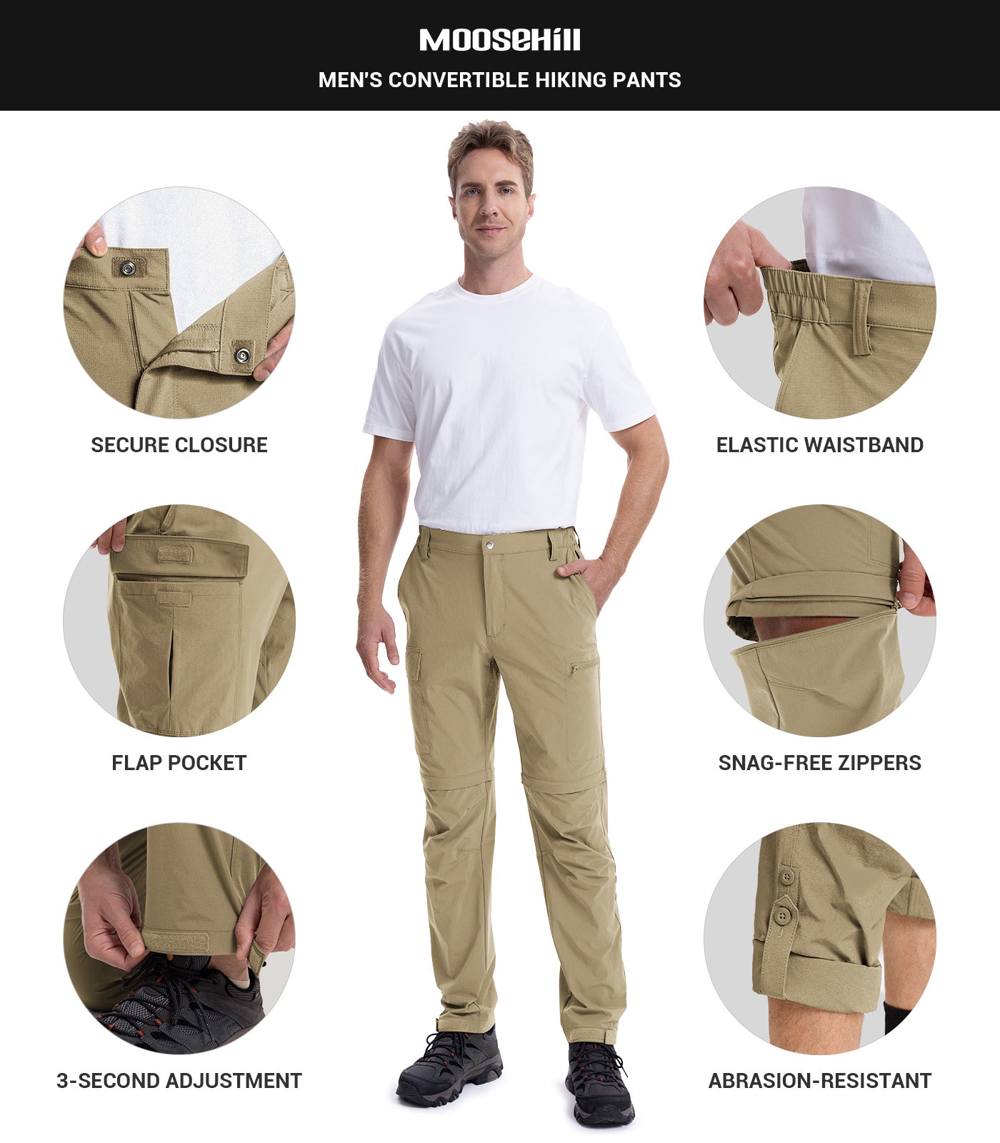 Men's Convertible Hiking Pants Quick Dry Cargo Pants - HikerFlex M015