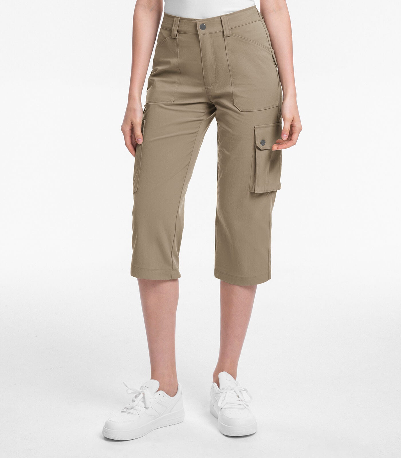 Pantalones Capri Cargo para Mujer de Cintura Alta Impermeables para Senderismo - HikerFlex W012