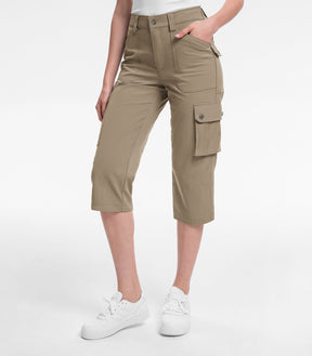 Pantalones Capri Cargo para Mujer de Cintura Alta Impermeables para Senderismo - HikerFlex W012