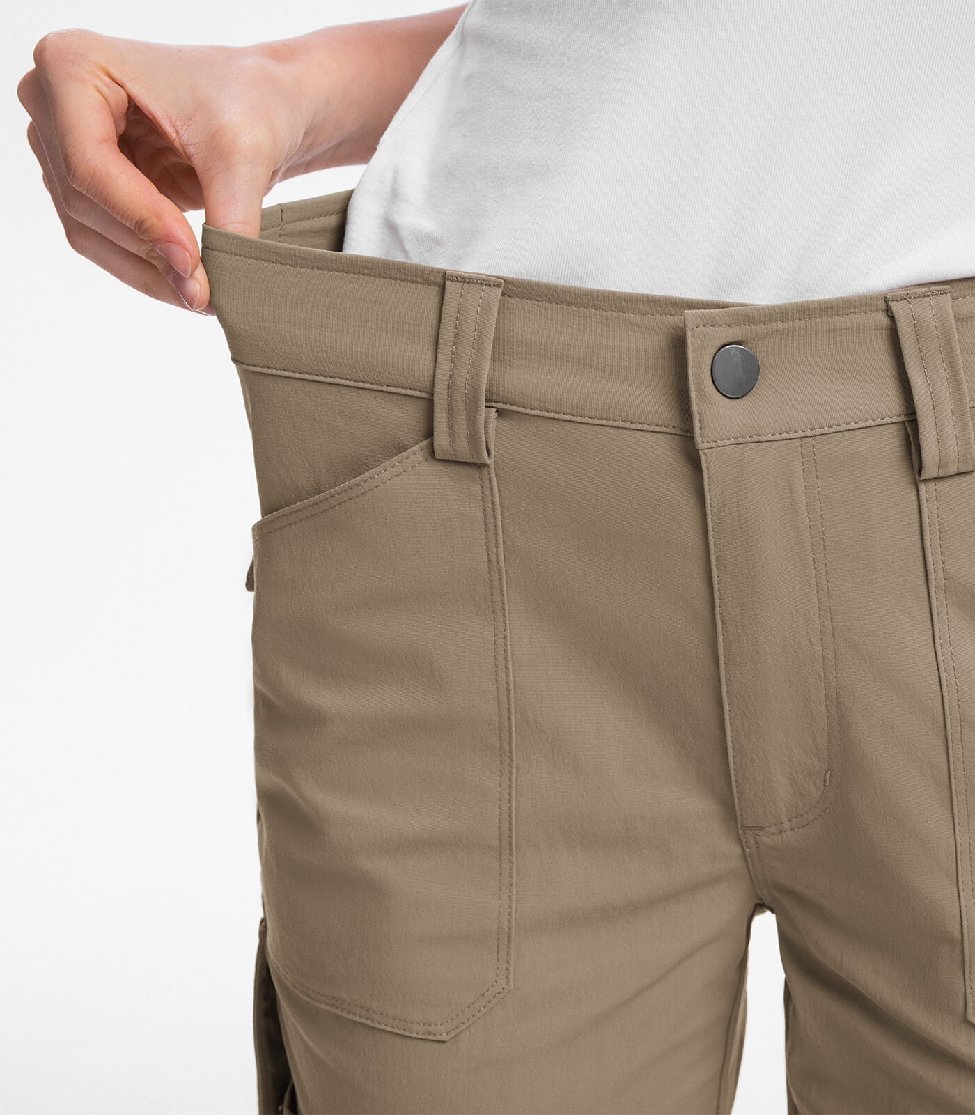 Pantalones Capri Cargo para Mujer de Cintura Alta Impermeables para Senderismo - HikerFlex W012