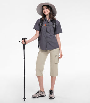 Pantalones Capri Cargo para Mujer de Cintura Alta Impermeables para Senderismo - HikerFlex W012