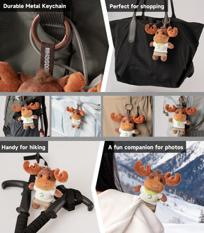 Moosehill Super Soft Outfit-Changeable Plush Lucky Moosey - Keychain for Backpacks - 5.5 Inches