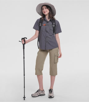 Pantalones Capri Cargo para Mujer de Cintura Alta Impermeables para Senderismo - HikerFlex W012