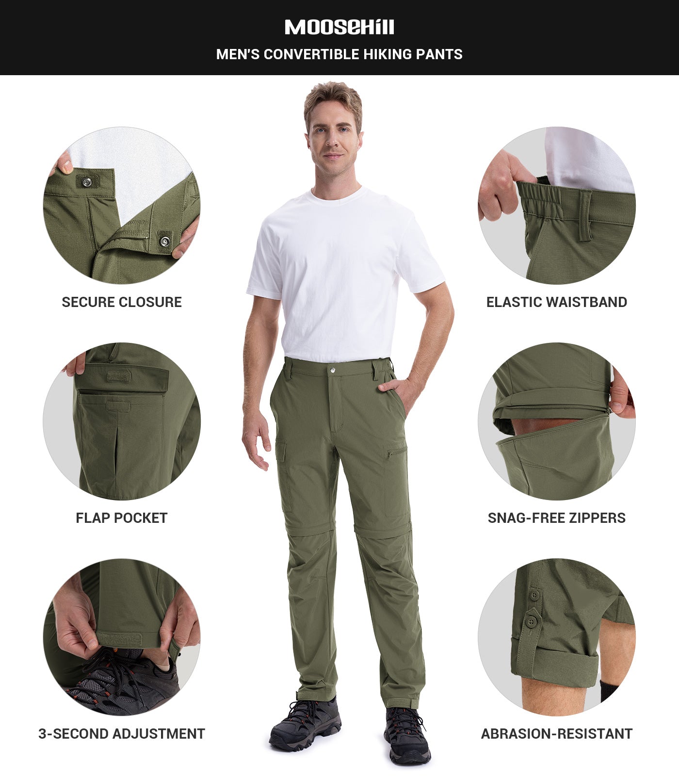 Men's Convertible Hiking Pants Quick Dry Cargo Pants - HikerFlex M015