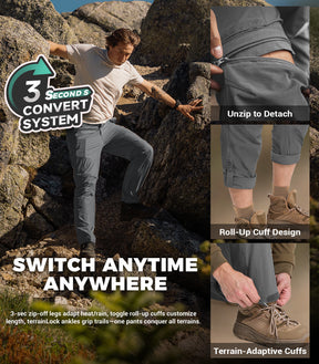 Men's Convertible Hiking Pants Quick Dry Cargo Pants - HikerFlex M015