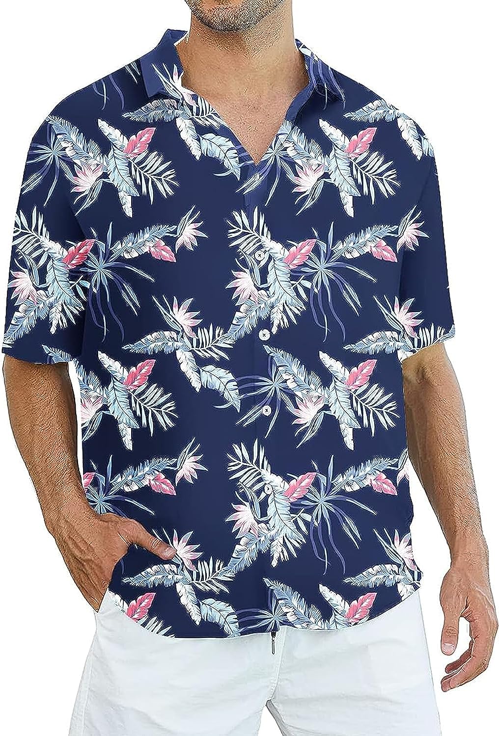 Mens Hawaiian Shirts #Color_Blue Floral