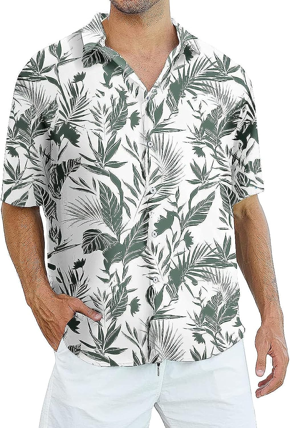 Mens Hawaiian Shirts #Color_Leaves Beige